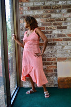 SLEEVELESS PEACH DRESS WIDE STRAPS