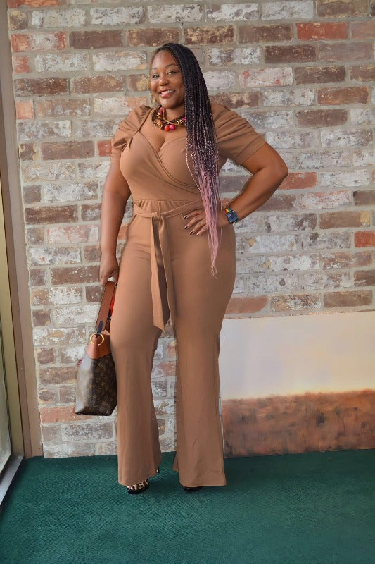 SEXY CREPE SCUBA BELTED JUMPSUIT - I See U Boutique