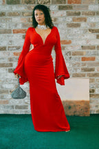 SHOW STOPPING OPEN BACK MAXI DRESS RED