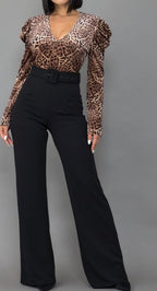 SIMBA ANIMAL PRINT BELTED JUMPSUIT