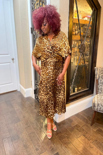 Red leopard print maxi dress Clearance