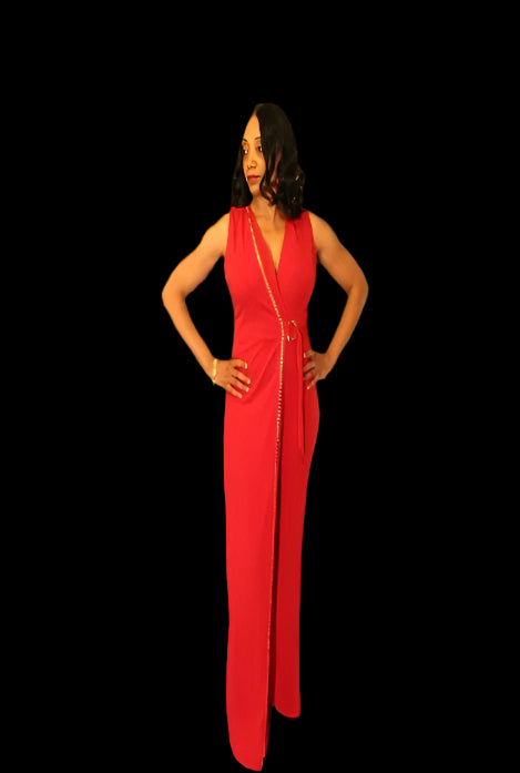 Red Night On The Town Studded Jumpsuit