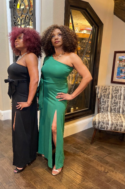 SHOULDER EVENING GOWN BLACK