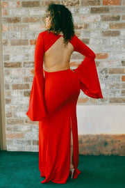 SHOW STOPPING OPEN BACK MAXI DRESS RED