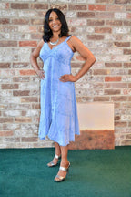 SLEEVELESS LIGHT JEAN DRESS WIDE STRAPS