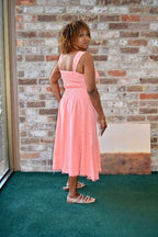SLEEVELESS PEACH DRESS WIDE STRAPS