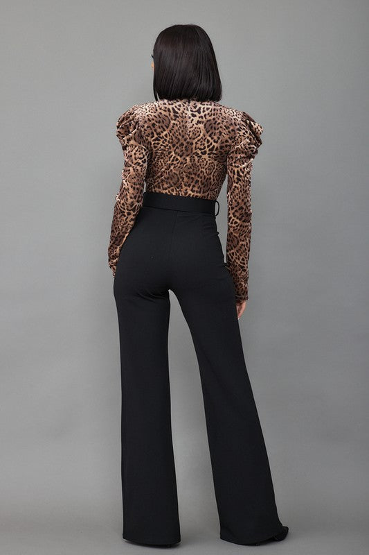 SIMBA ANIMAL PRINT BELTED JUMPSUIT